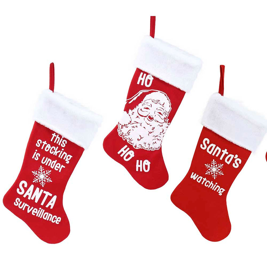 Red Fleecy Chunky Print Stocking Asst (53cm)