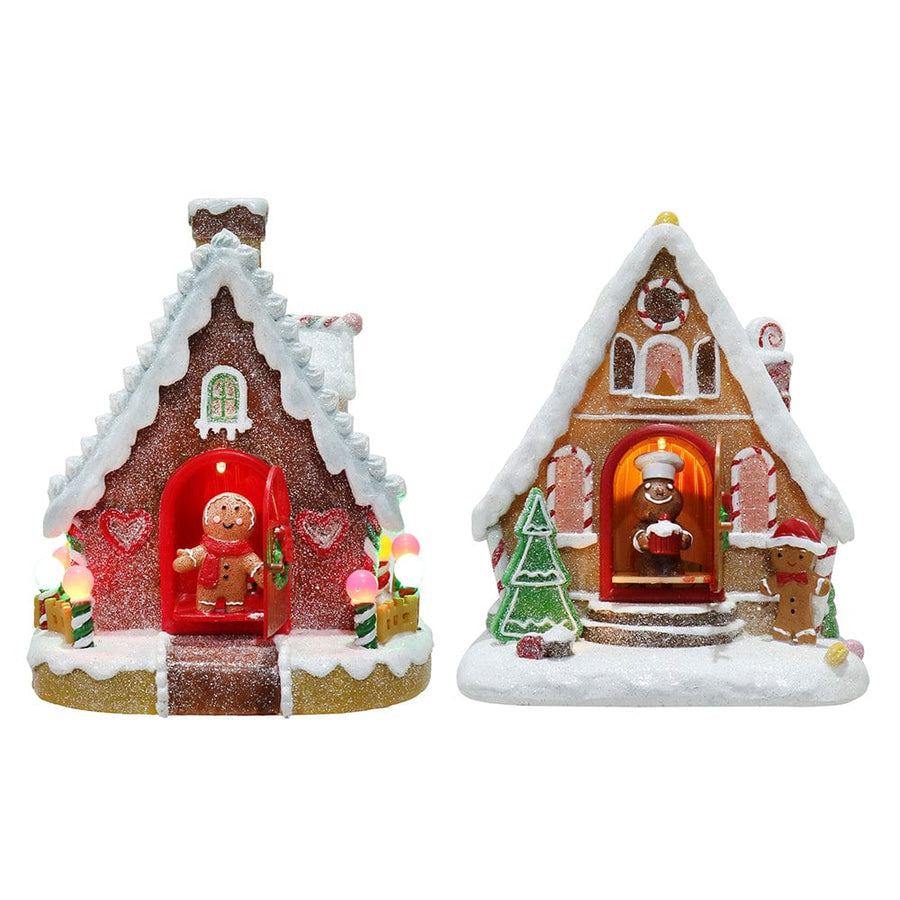 LED Musical Open Door Gingerbread House Asst USB