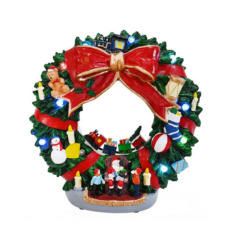 LED Musical Santa Wreath Scene USB