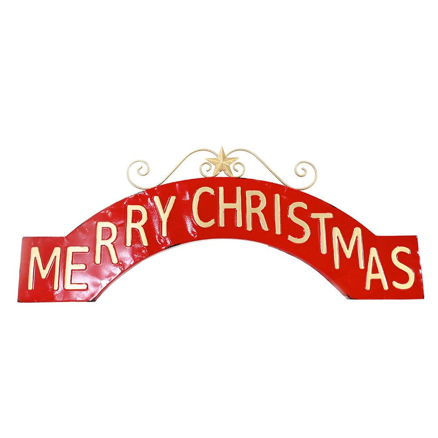 Vintage Merry Christmas Metal Wall Arch (105x44cm)