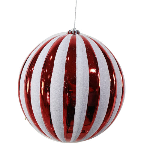 Candy Cane Ribbed Bauble (20cm)