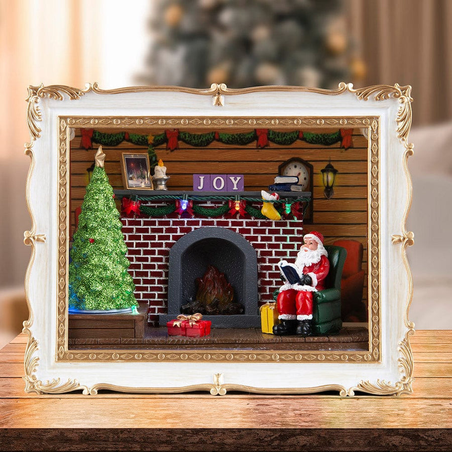 LED Musical Santa Fireplace Picture Frame Asst