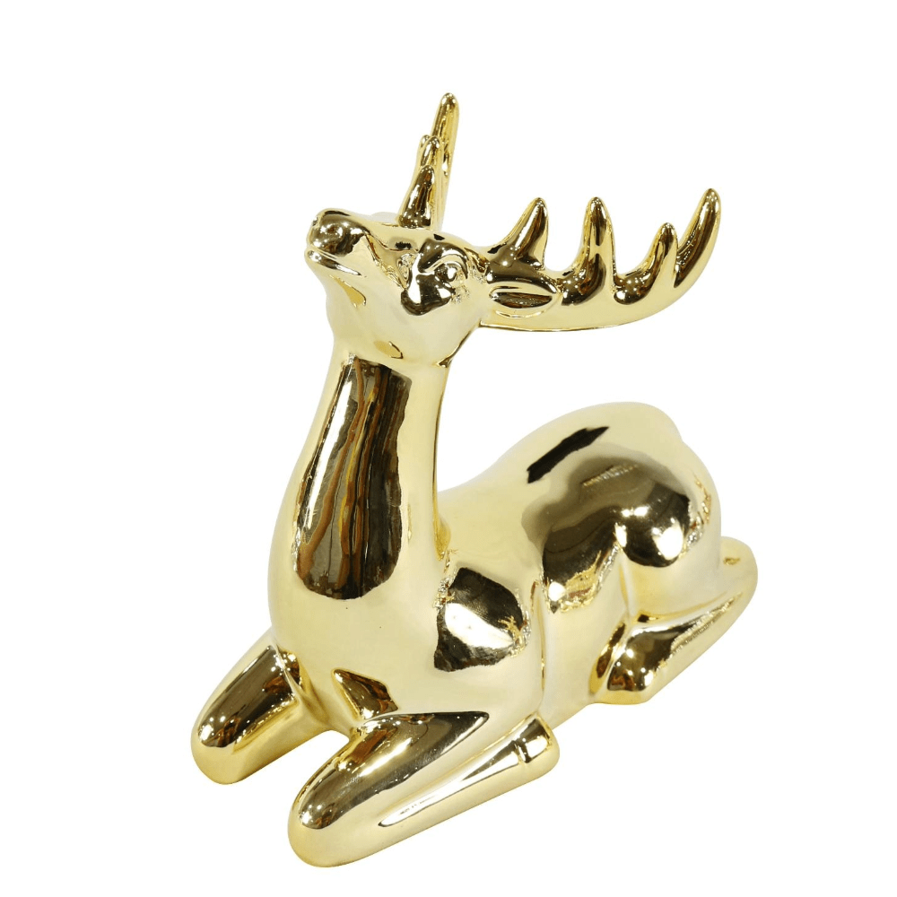 Metallic Porcelain Reindeer Asst (14cm)