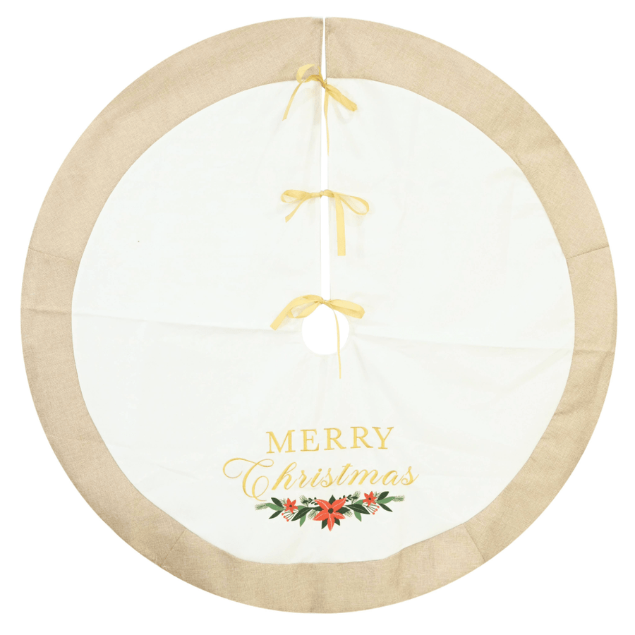 Cream Poinsettia Tree Skirt (120cm)