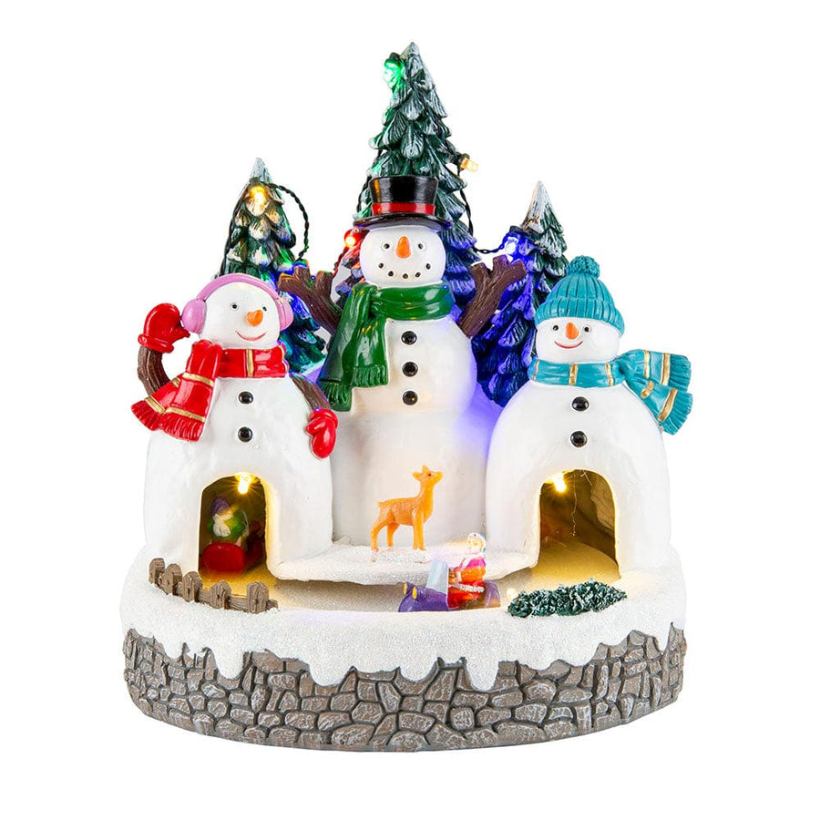 LED Rotating Musical Snowman Castle USB