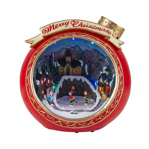 LED Merry Christmas Colour Change Bauble Skate Scene