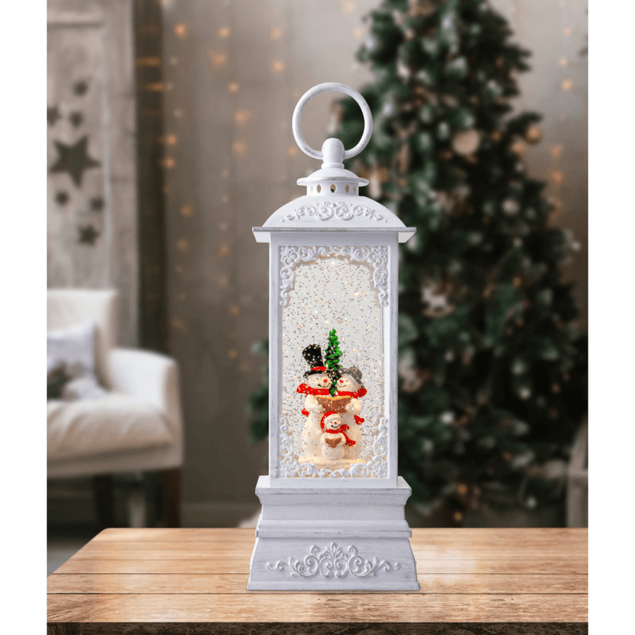 Glitter Swirl Musical White Tall Lantern Asst USB