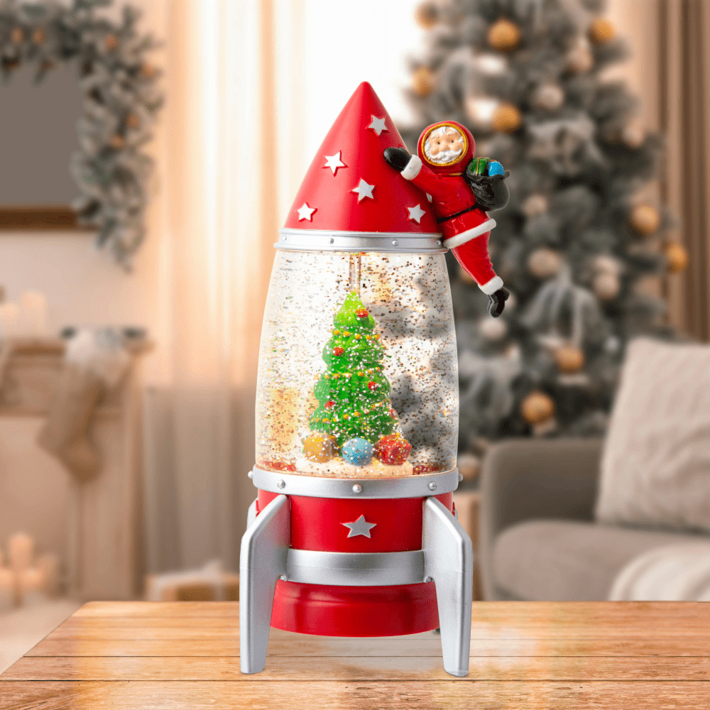 Glitter Swirl Astro-Santa Spaceship USB