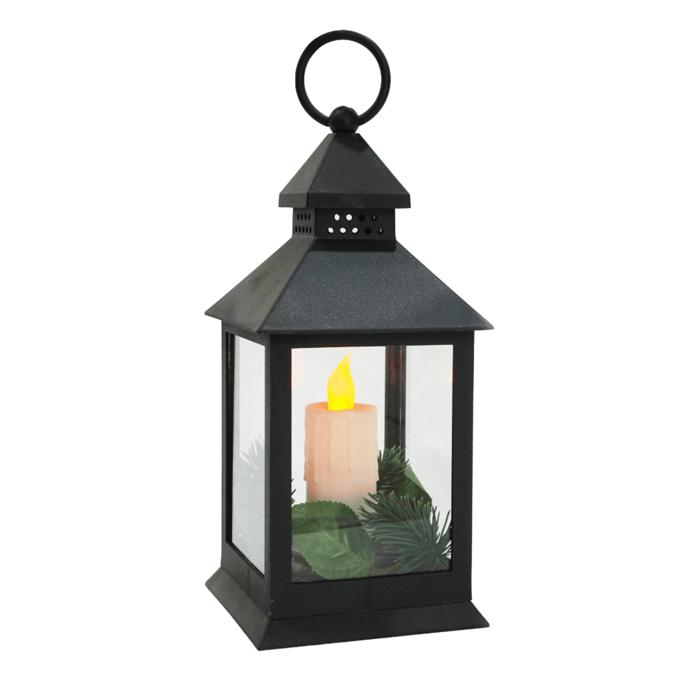 LED Taper Candle Lantern with Deco Asst