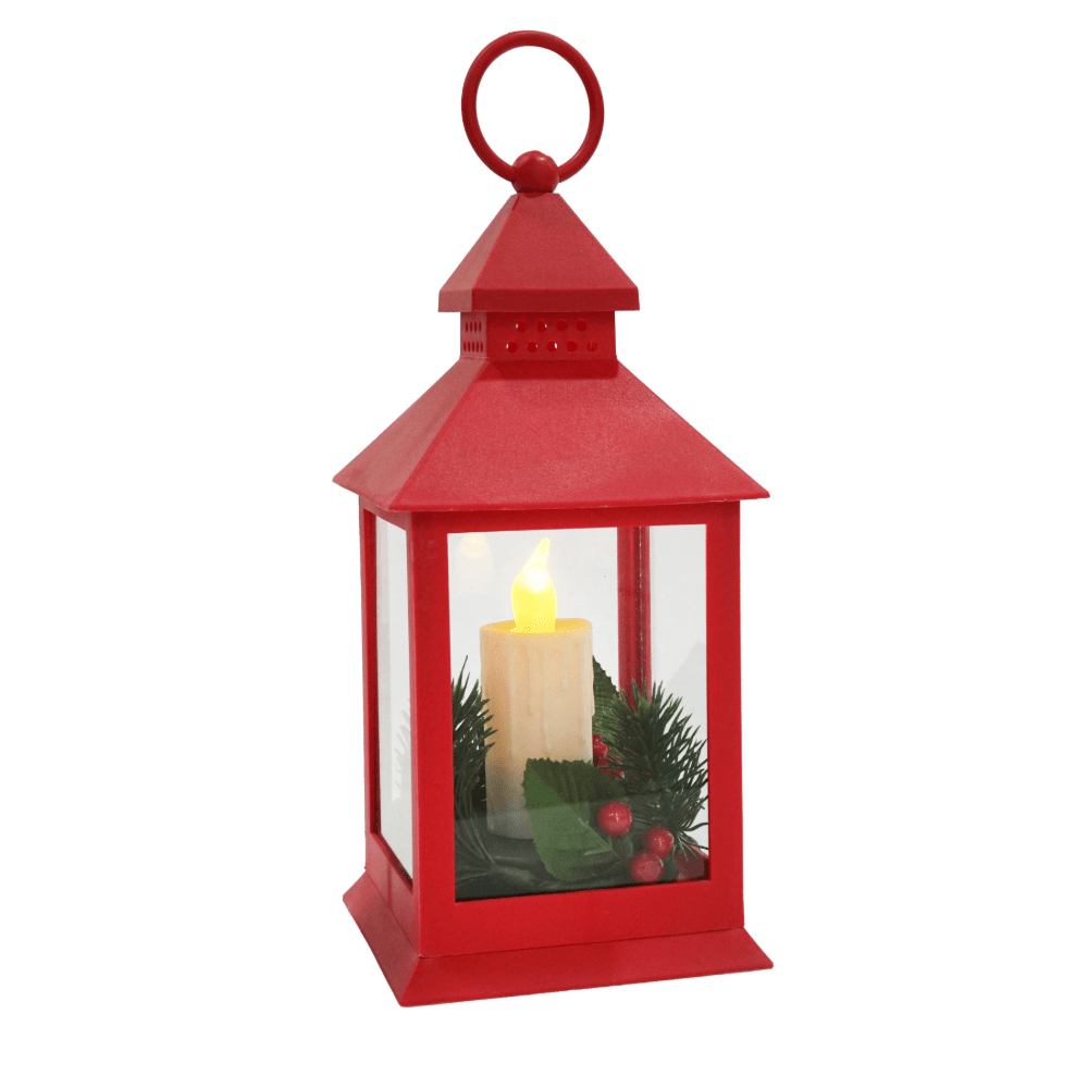 LED Taper Candle Lantern with Deco Asst