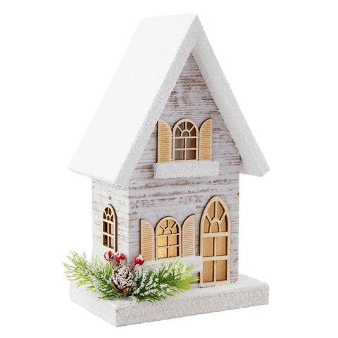 B/O LED Paper-Board Snowy House (25cm)