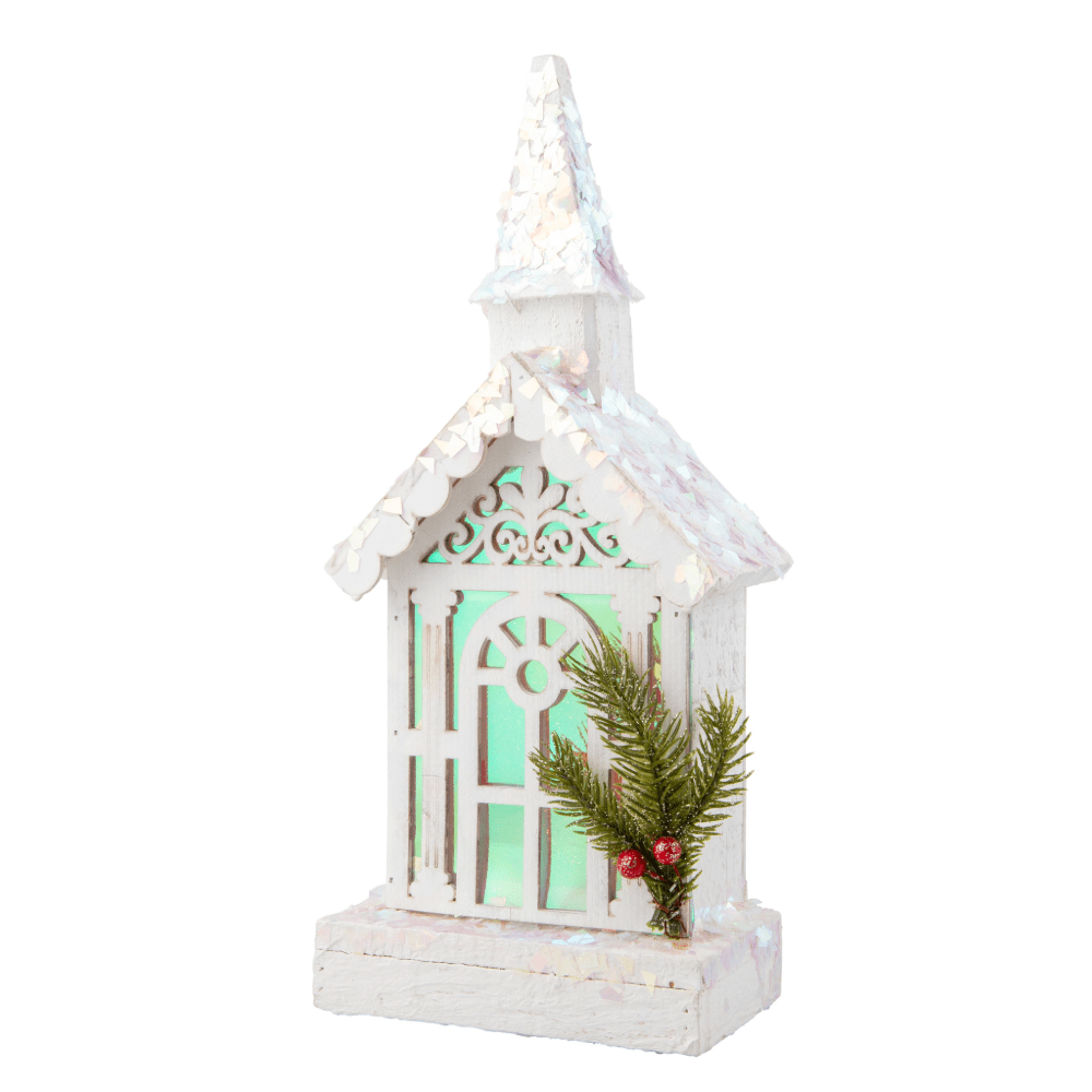 LED White Iridescent Church (36cm)