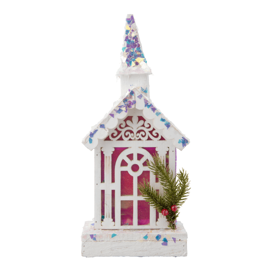 LED White Iridescent Church (36cm)