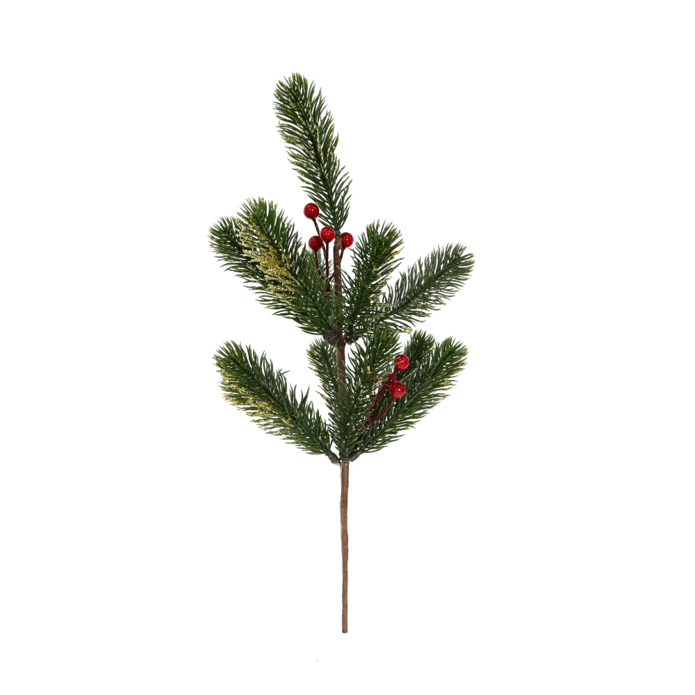 Glitter Pine and Berries Pick Asst (41cm)