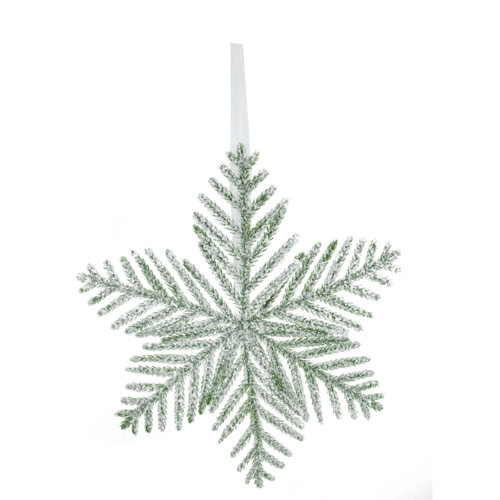 Hanging Icy Pine Snowflake Asst