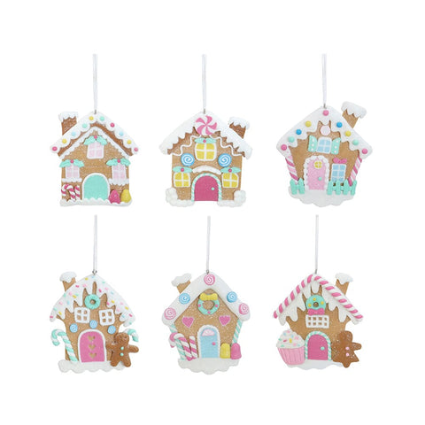 Hanging Gingerbread House Ornament Asst