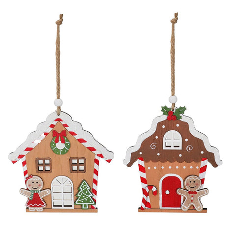 Gingerbread House Hanging Ornament Asst