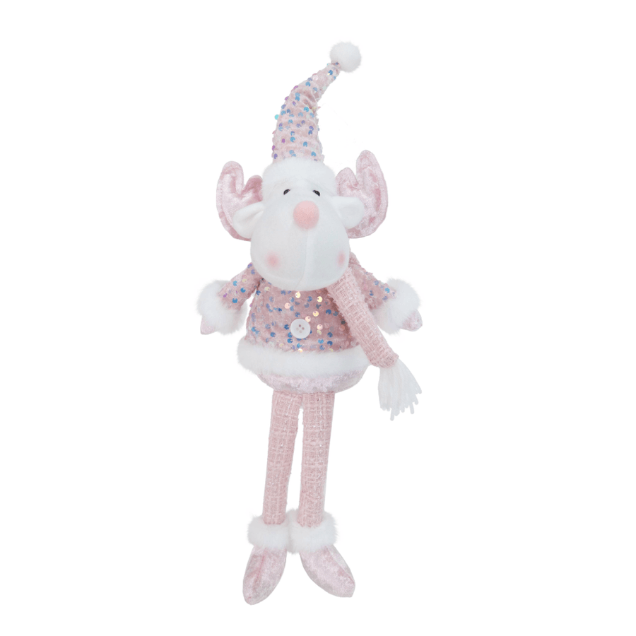 Sitting Santa/Reindeer Pink Sequins Asst