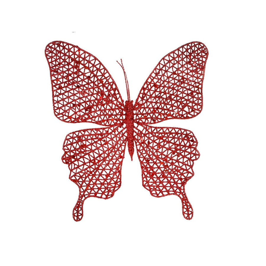 Glitter Butterfly Clip Red