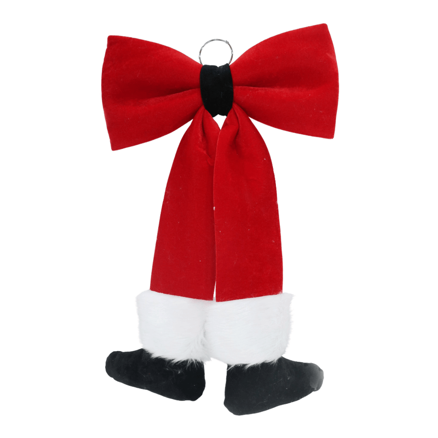 Santa Dangly Legs Velvet Bow