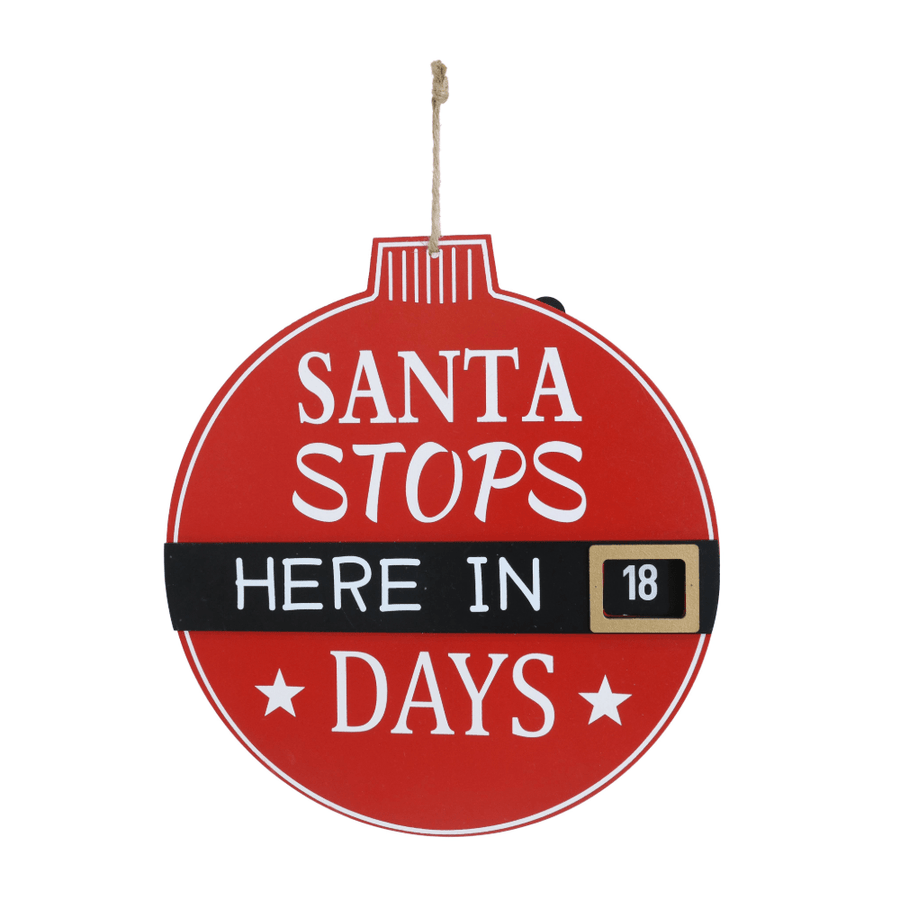 Hanging Santa Stop Here Plaque