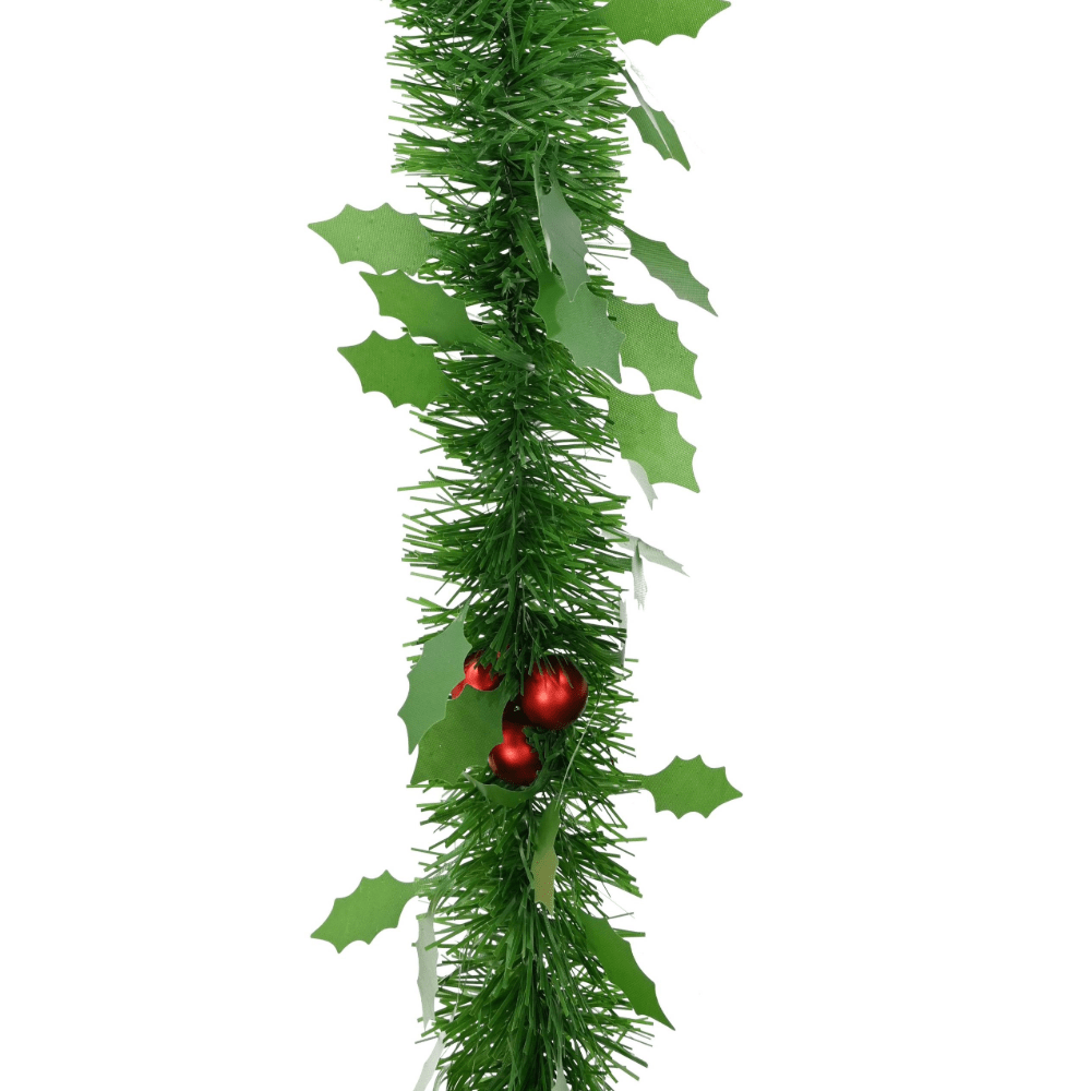 Green Holly Tinsel with Berries Asst (2m)