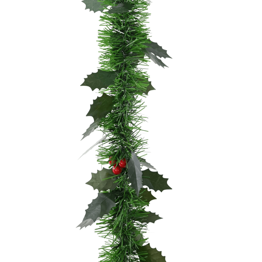 Green Holly Tinsel with Berries Asst (2m)