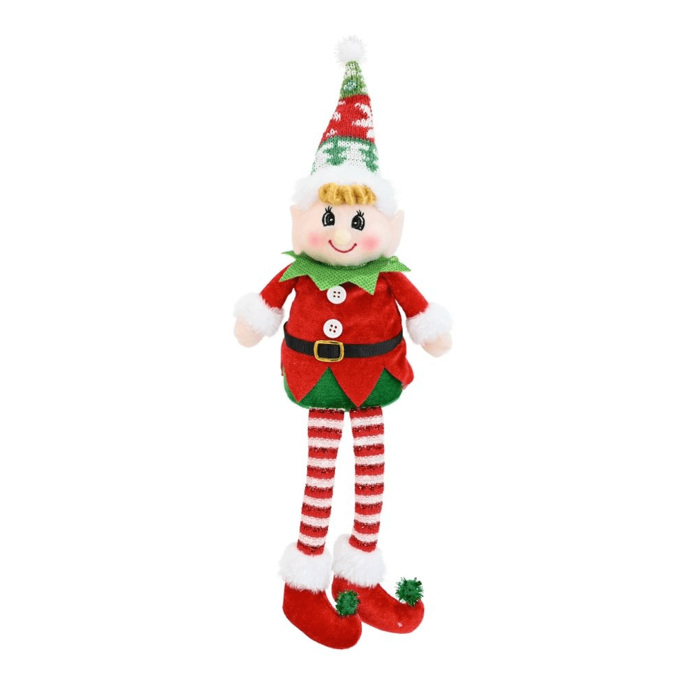 Sitting Tinsel Elf with Dangly Legs Asst (40cm)