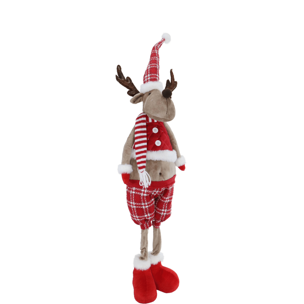 Standing Tartan Reindeer Midriff Top Asst (70cm)