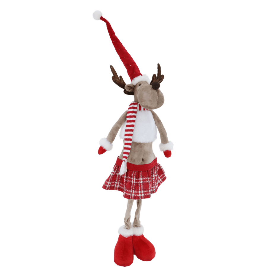 Standing Tartan Reindeer Midriff Top Asst (70cm)