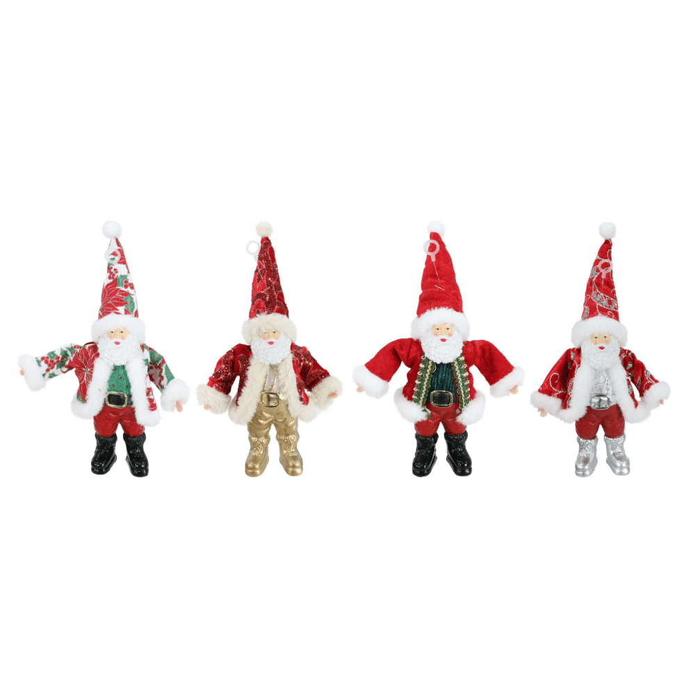 Mini Standing Glitzy Santa Asst (18cm)