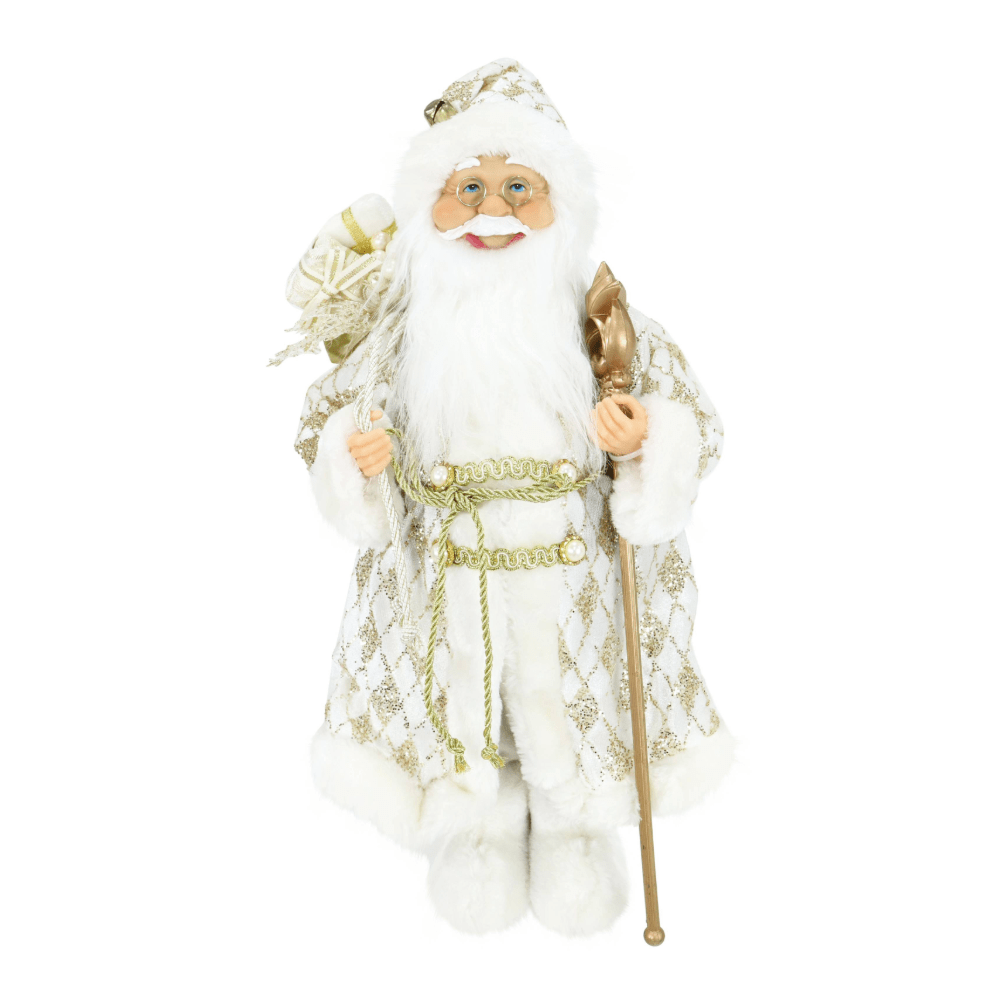 Santa Figurine 45cm Luxury Gold/Cream Asst