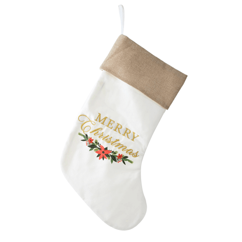 Cream Poinsettia Stocking