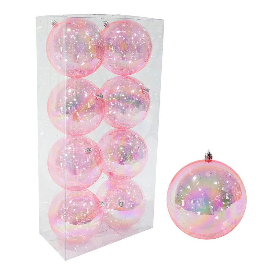 8pk Pink Iridescent Bauble (12cm)