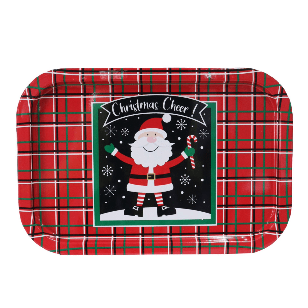 Christmas Metal Rectangular Tray Asst