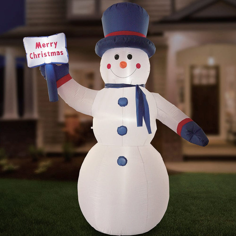 Inflatable Snowman Merry Christmas Sign (2.4m)