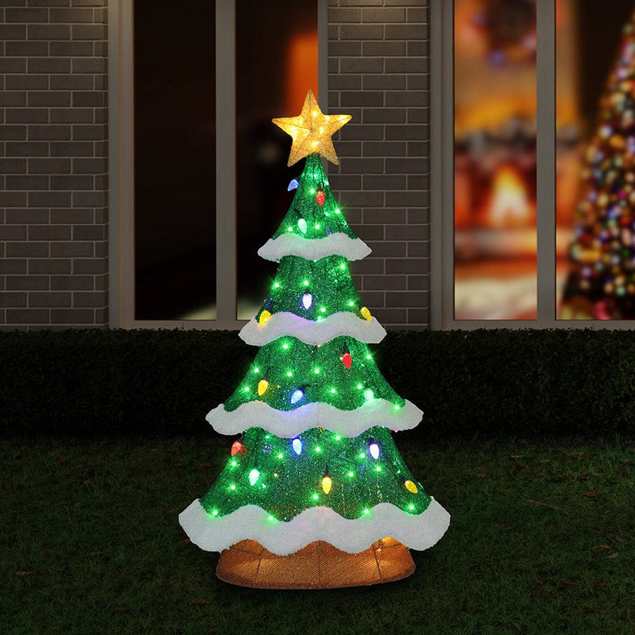 LED Tinsel Mesh Tree with Pinecone Bulbs