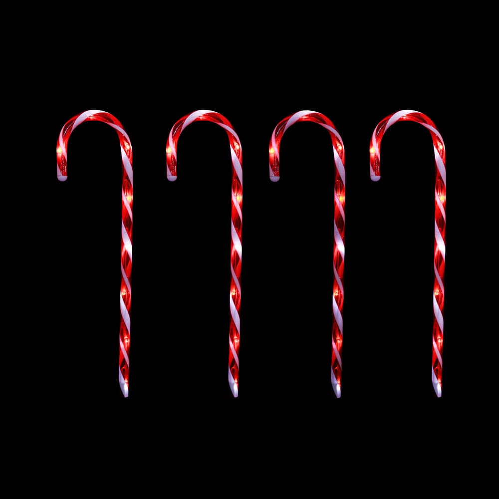 LED Battery Candy Cane Stakes with Timer 4pc (58cm)