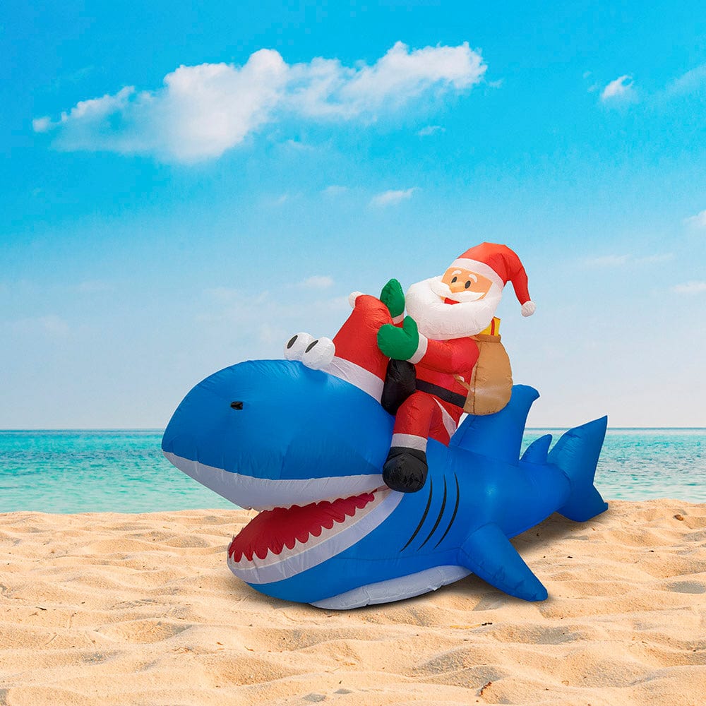 Inflatable Santa Shark Rider Asst (250cm)