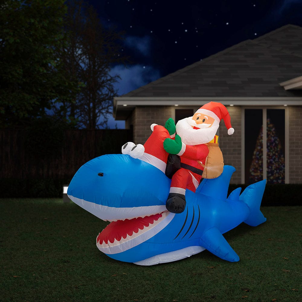 Inflatable Santa Shark Rider Asst (250cm)