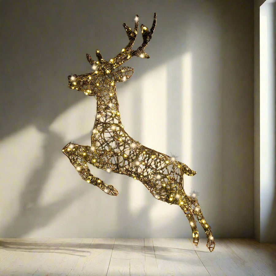 LED Twinkling PVC Rattan Leaping Reindeer