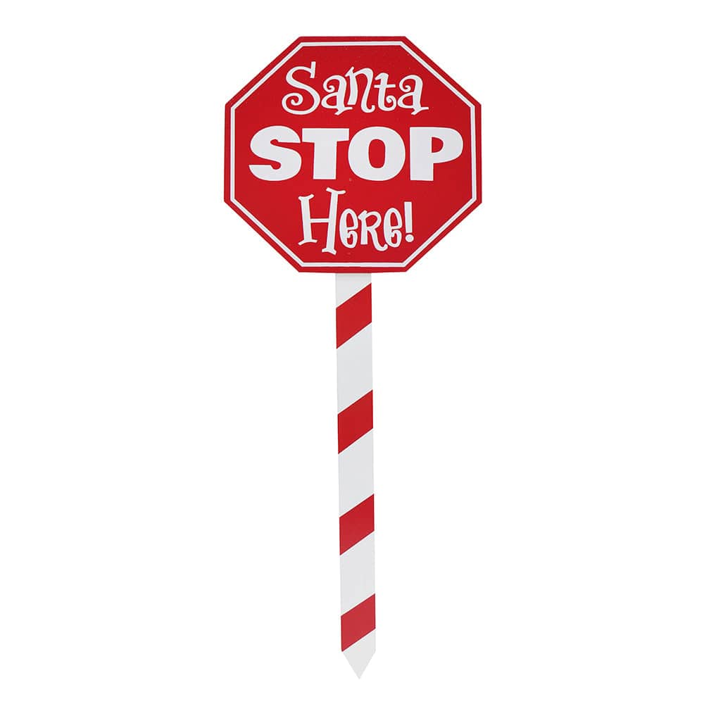 Santa Stop Here Stake Asst (40cm)