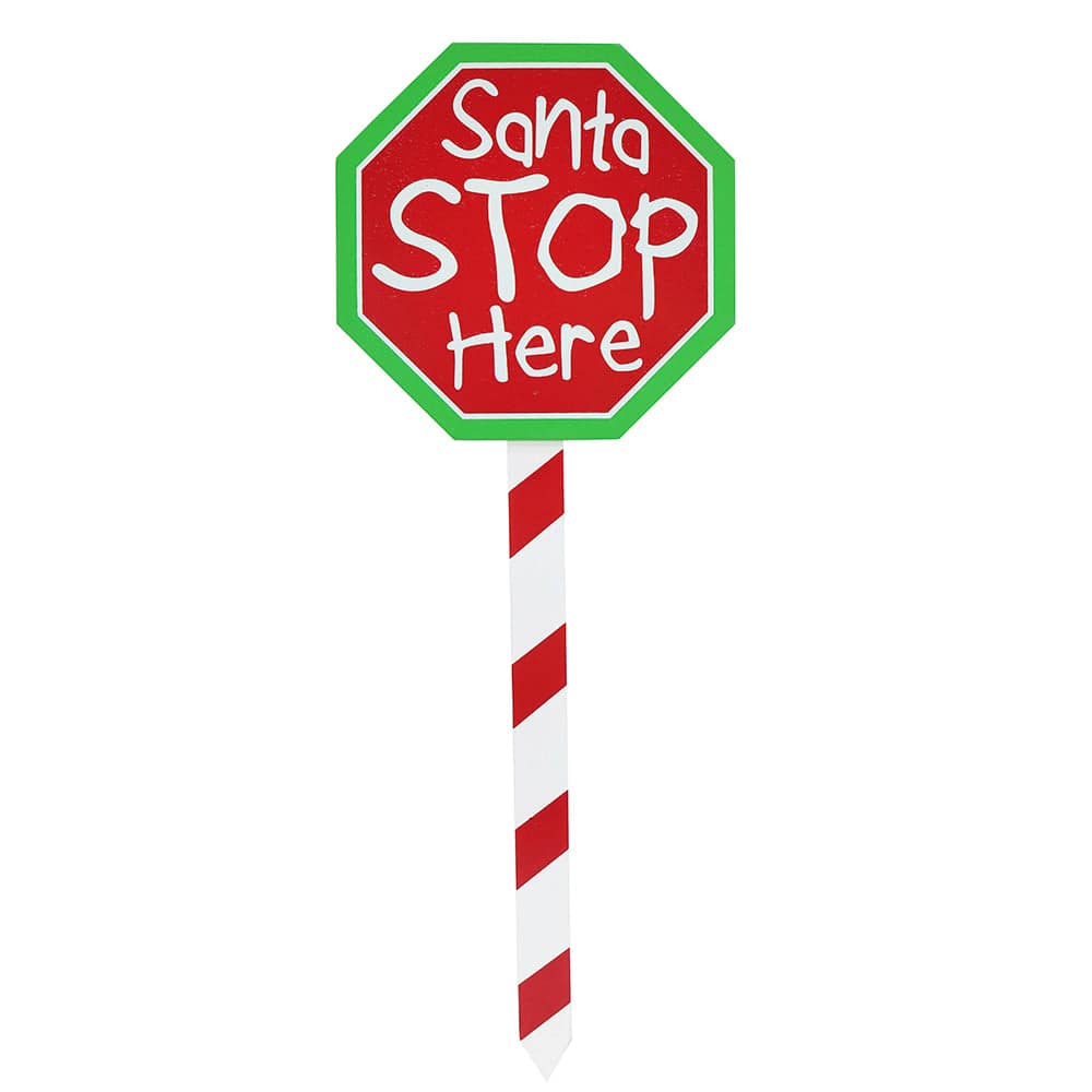 Santa Stop Here Stake Asst (40cm)